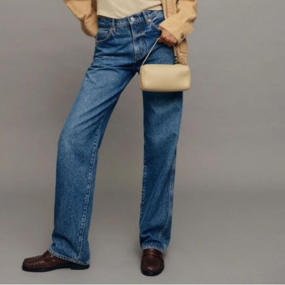 New Reformation Val 90's Mid Rise Straight Jeans rigid fit size 31 - Picture 1 of 8
